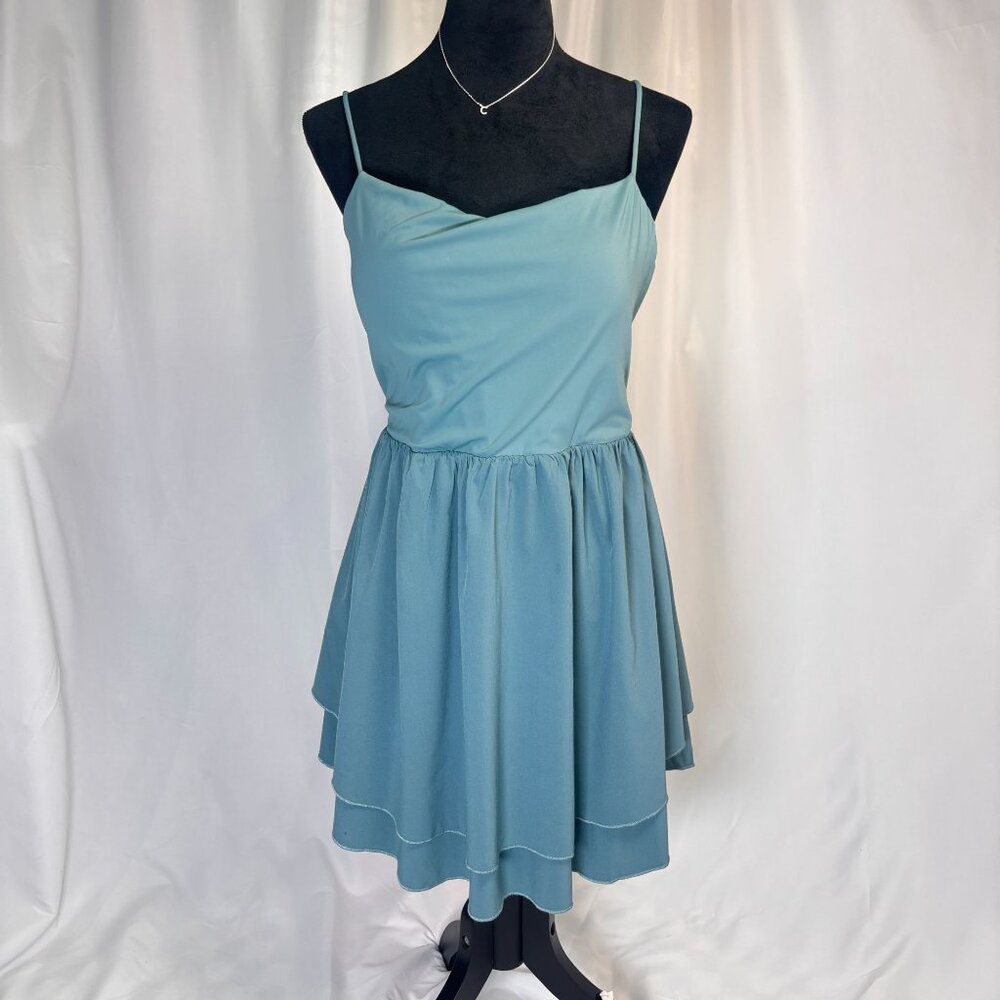 Halara XL Womens Fairycore Dress With Lace-Up Back Tiered Ruffles & Built-In Sup